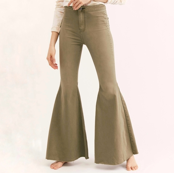 Free People Pants - Free People Just Float On Flare Army Green 29 NWOT